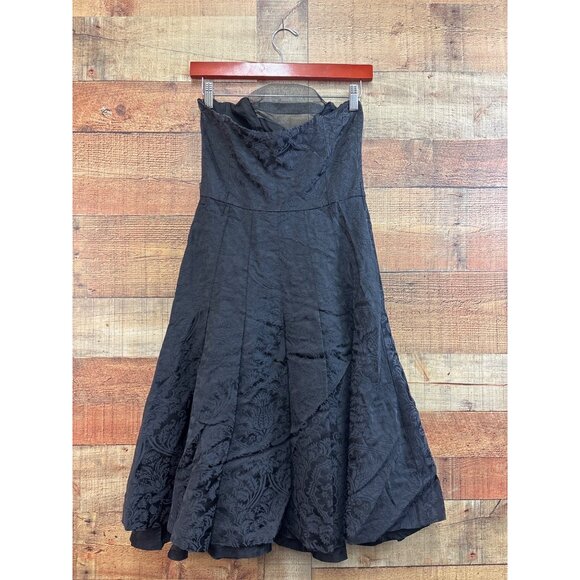 Tibi Black Strapless Jacquard Dress With Beaded Neckline Accent Womens Size 4 - Picture 5 of 7